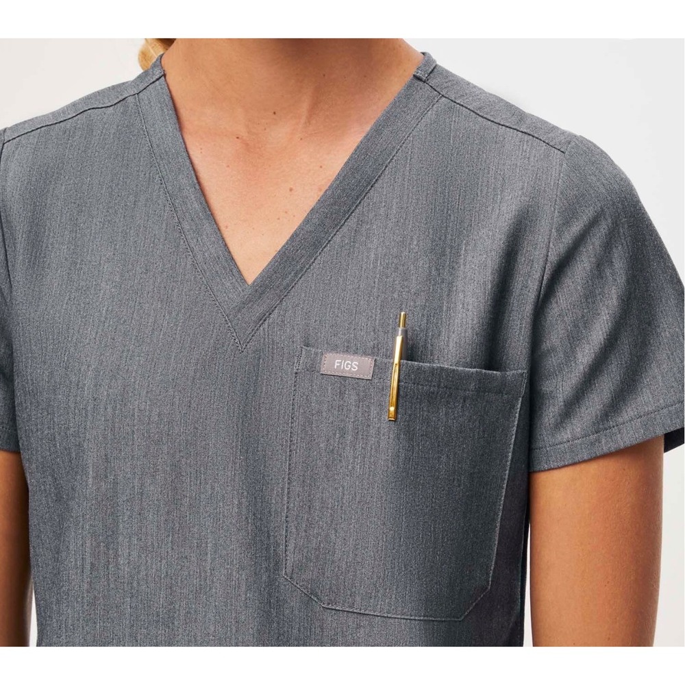 FIGS Catarina Slim Scrub Top Graphite Women Size Small